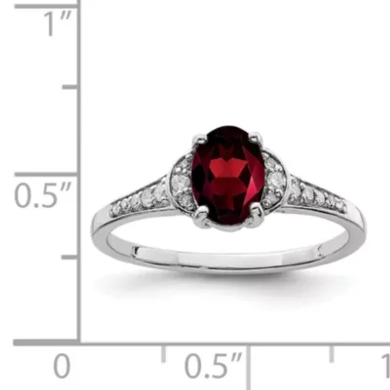 0.95 ct. t.w. Garnet and 1/10 Diamond Ring Rhodium-plated Sterling Silver