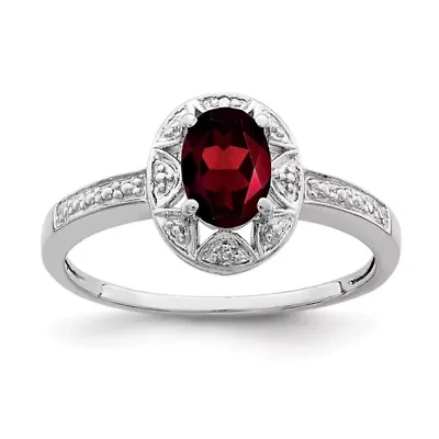 1 ct. t.w. Garnet and Diamond Accent Ring Rhodium-plated Sterling Silver