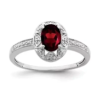 1 ct. t.w. Garnet and Diamond Accent Ring Rhodium-plated Sterling Silver