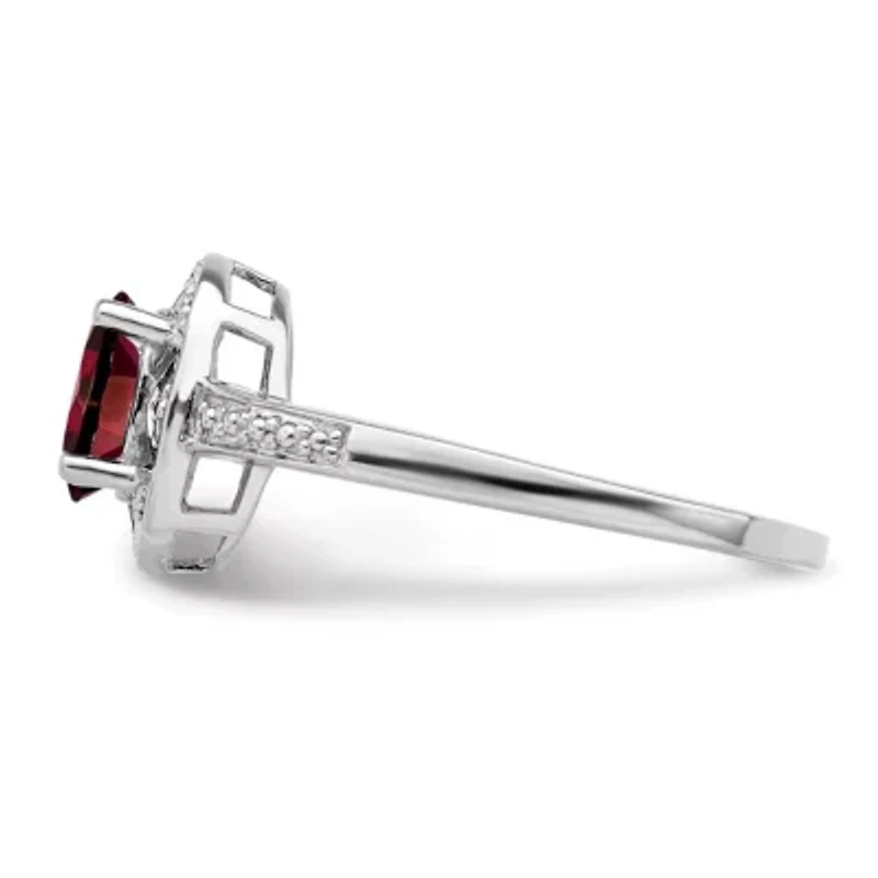 1 ct. t.w. Garnet and Diamond Accent Ring Rhodium-plated Sterling Silver