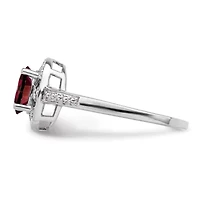 1 ct. t.w. Garnet and Diamond Accent Ring Rhodium-plated Sterling Silver