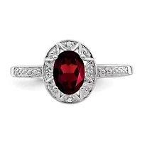1 ct. t.w. Garnet and Diamond Accent Ring Rhodium-plated Sterling Silver