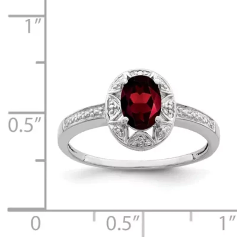 1 ct. t.w. Garnet and Diamond Accent Ring Rhodium-plated Sterling Silver