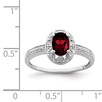 1 ct. t.w. Garnet and Diamond Accent Ring Rhodium-plated Sterling Silver