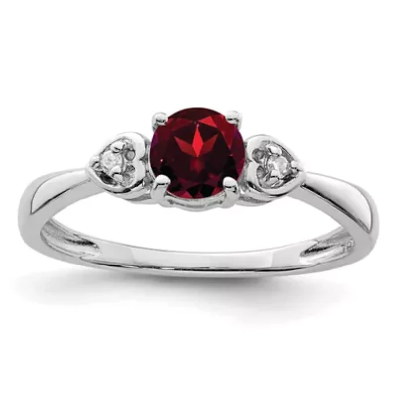 5/8 ct. t.w. Garnet and Diamond Accent Ring Rhodium-plated Sterling Silver