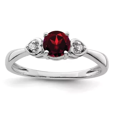5/8 ct. t.w. Garnet and Diamond Accent Ring Rhodium-plated Sterling Silver