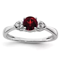 5/8 ct. t.w. Garnet and Diamond Accent Ring Rhodium-plated Sterling Silver