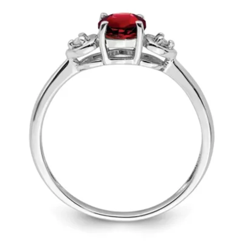 5/8 ct. t.w. Garnet and Diamond Accent Ring Rhodium-plated Sterling Silver