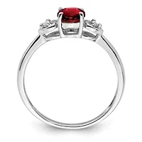 5/8 ct. t.w. Garnet and Diamond Accent Ring Rhodium-plated Sterling Silver