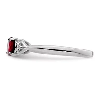 5/8 ct. t.w. Garnet and Diamond Accent Ring Rhodium-plated Sterling Silver