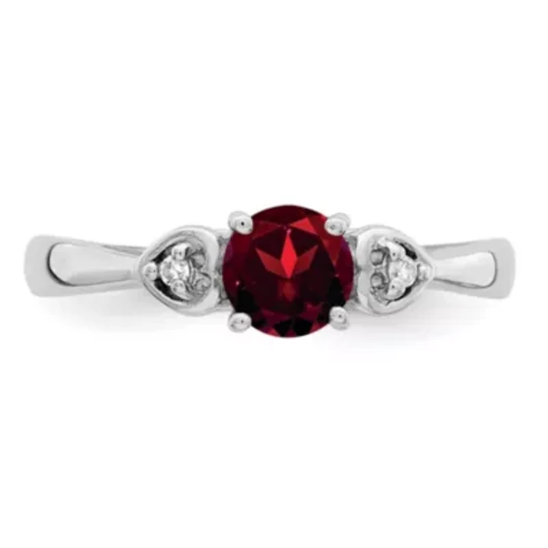 5/8 ct. t.w. Garnet and Diamond Accent Ring Rhodium-plated Sterling Silver