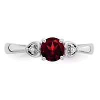 5/8 ct. t.w. Garnet and Diamond Accent Ring Rhodium-plated Sterling Silver