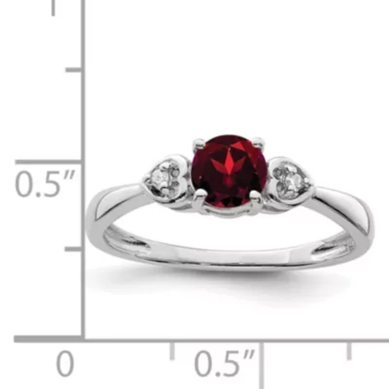 5/8 ct. t.w. Garnet and Diamond Accent Ring Rhodium-plated Sterling Silver