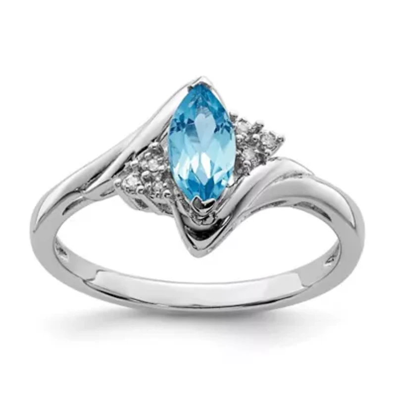 1/2 ct. t.w. Light Swiss Blue Topaz and Diamond Accent Ring Rhodium-plated Sterling Silver