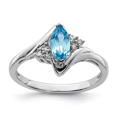 1/2 ct. t.w. Light Swiss Blue Topaz and Diamond Accent Ring Rhodium-plated Sterling Silver