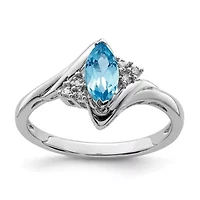 1/2 ct. t.w. Light Swiss Blue Topaz and Diamond Accent Ring Rhodium-plated Sterling Silver