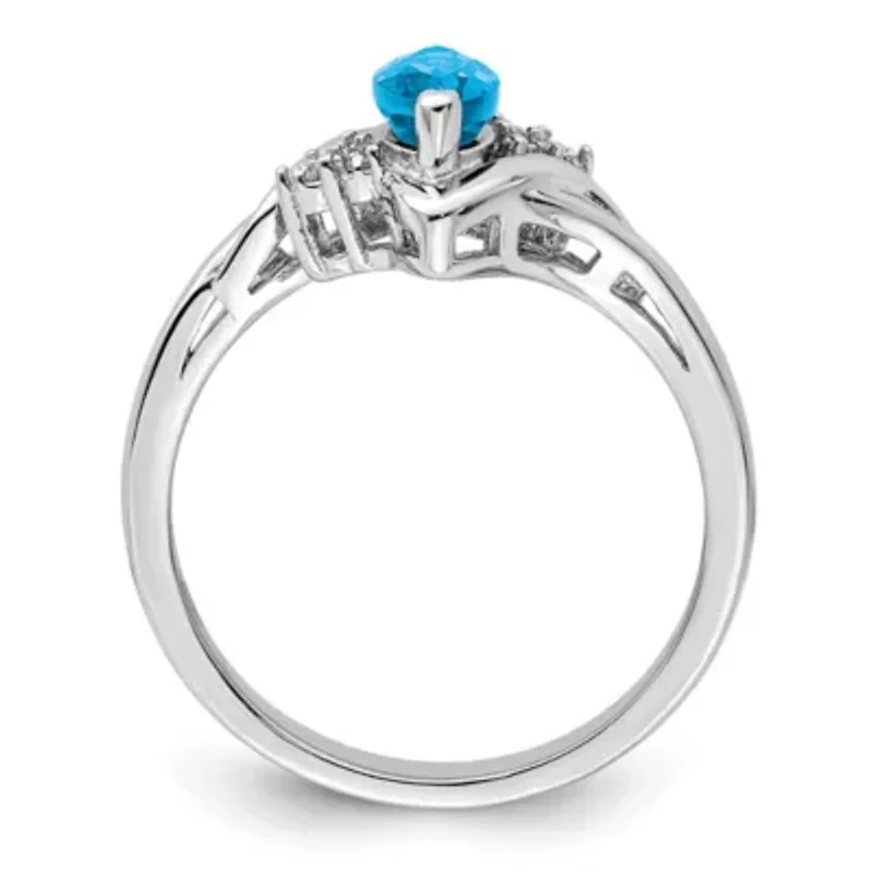 1/2 ct. t.w. Light Swiss Blue Topaz and Diamond Accent Ring Rhodium-plated Sterling Silver