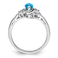 1/2 ct. t.w. Light Swiss Blue Topaz and Diamond Accent Ring Rhodium-plated Sterling Silver
