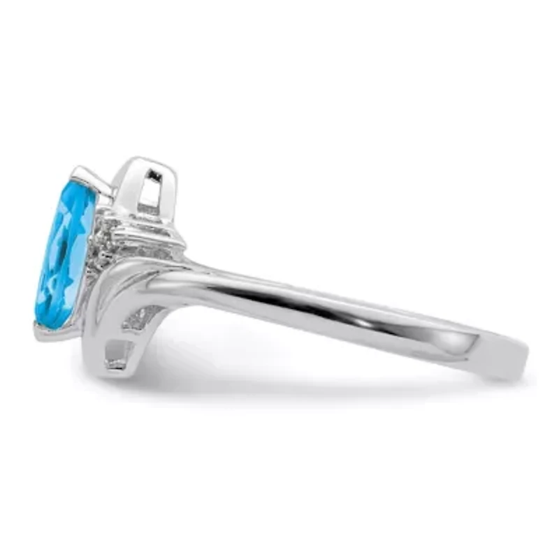 1/2 ct. t.w. Light Swiss Blue Topaz and Diamond Accent Ring Rhodium-plated Sterling Silver