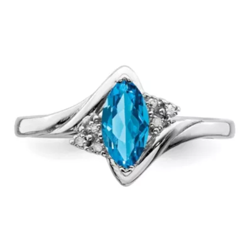 1/2 ct. t.w. Light Swiss Blue Topaz and Diamond Accent Ring Rhodium-plated Sterling Silver