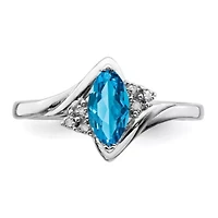 1/2 ct. t.w. Light Swiss Blue Topaz and Diamond Accent Ring Rhodium-plated Sterling Silver