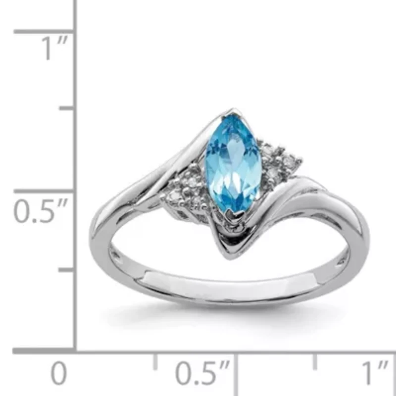 1/2 ct. t.w. Light Swiss Blue Topaz and Diamond Accent Ring Rhodium-plated Sterling Silver