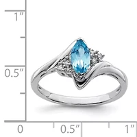 1/2 ct. t.w. Light Swiss Blue Topaz and Diamond Accent Ring Rhodium-plated Sterling Silver