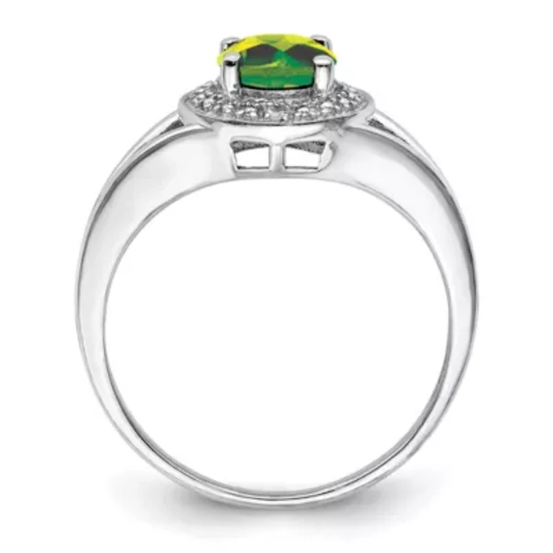 7/8  ct. t.w. Peridot and Diamond Accent Ring Rhodium-plated Sterling Silver