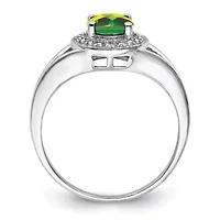 7/8  ct. t.w. Peridot and Diamond Accent Ring Rhodium-plated Sterling Silver
