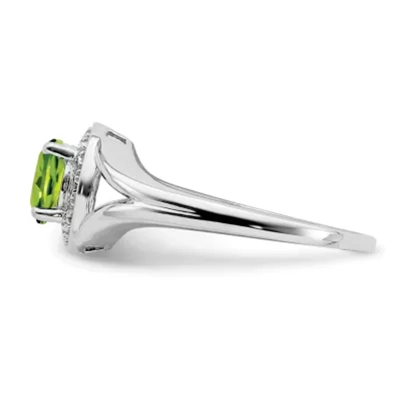 7/8  ct. t.w. Peridot and Diamond Accent Ring Rhodium-plated Sterling Silver