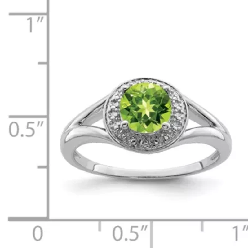 7/8  ct. t.w. Peridot and Diamond Accent Ring Rhodium-plated Sterling Silver