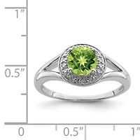 7/8  ct. t.w. Peridot and Diamond Accent Ring Rhodium-plated Sterling Silver