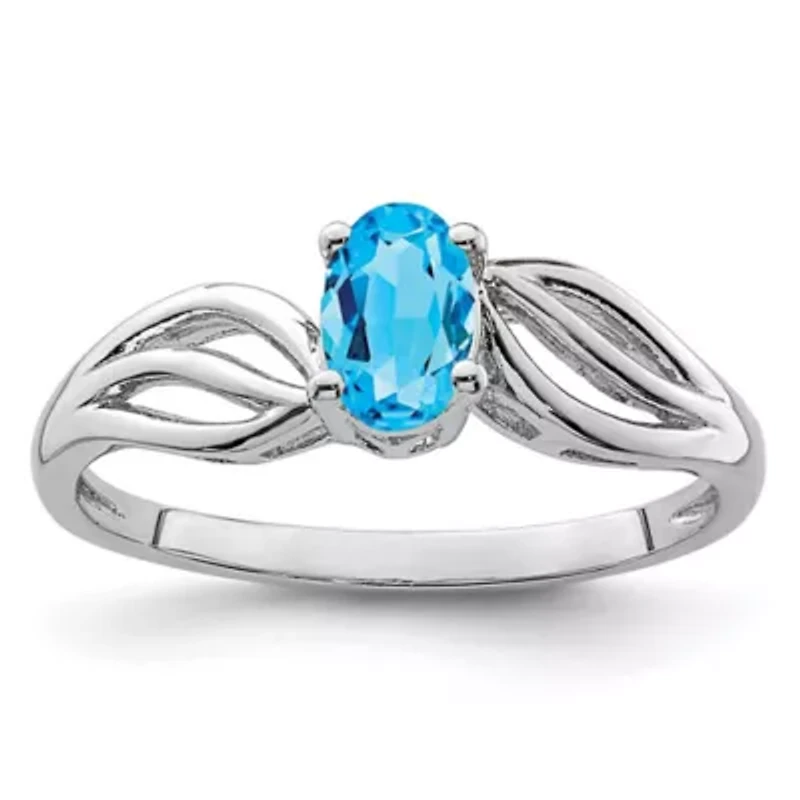 1/2 ct. t.w. Light Swiss Blue Topaz Ring Rhodium-plated Sterling Silver