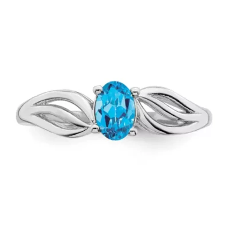1/2 ct. t.w. Light Swiss Blue Topaz Ring Rhodium-plated Sterling Silver