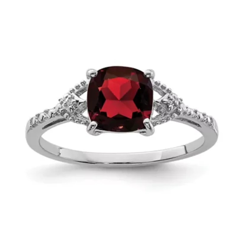 2 ct. t.w. Garnet and Diamond Accent Ring Rhodium-plated Sterling Silver