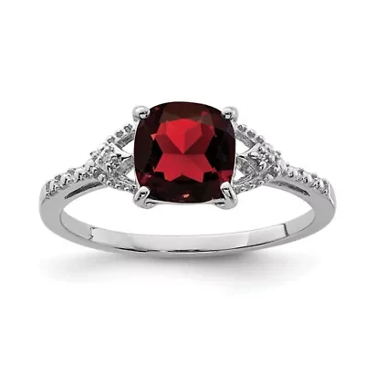 2 ct. t.w. Garnet and Diamond Accent Ring Rhodium-plated Sterling Silver