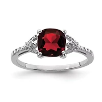 2 ct. t.w. Garnet and Diamond Accent Ring Rhodium-plated Sterling Silver