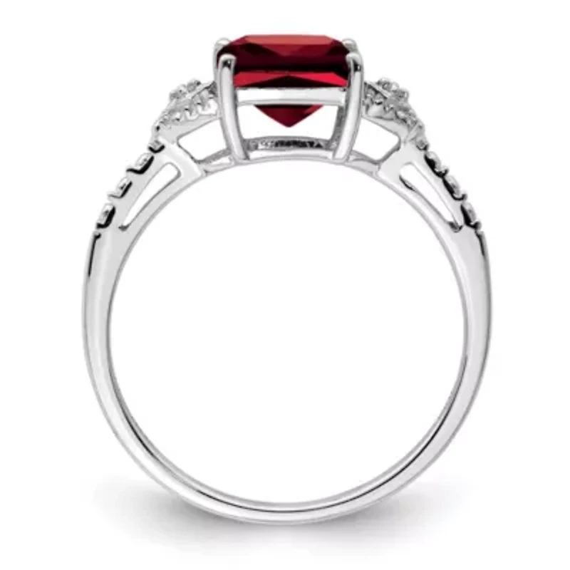 2 ct. t.w. Garnet and Diamond Accent Ring Rhodium-plated Sterling Silver