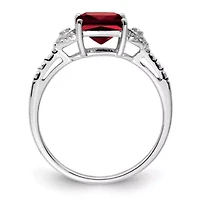 2 ct. t.w. Garnet and Diamond Accent Ring Rhodium-plated Sterling Silver