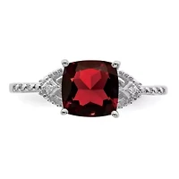 2 ct. t.w. Garnet and Diamond Accent Ring Rhodium-plated Sterling Silver