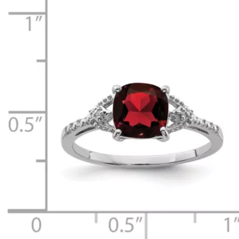 2 ct. t.w. Garnet and Diamond Accent Ring Rhodium-plated Sterling Silver
