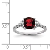 2 ct. t.w. Garnet and Diamond Accent Ring Rhodium-plated Sterling Silver