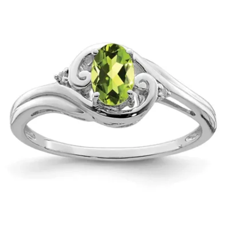 1/2 ct. t.w. Peridot and Diamond Accent Ring Rhodium-plated Sterling Silver