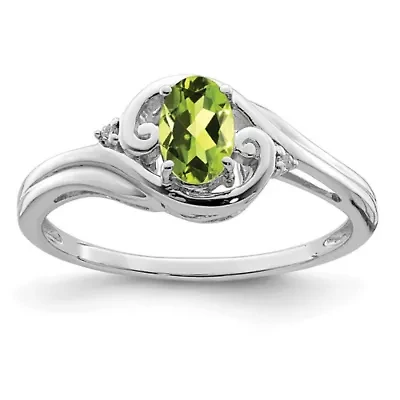 1/2 ct. t.w. Peridot and Diamond Accent Ring Rhodium-plated Sterling Silver