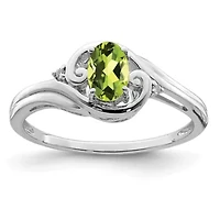 1/2 ct. t.w. Peridot and Diamond Accent Ring Rhodium-plated Sterling Silver