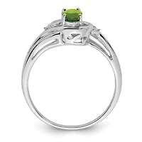 1/2 ct. t.w. Peridot and Diamond Accent Ring Rhodium-plated Sterling Silver