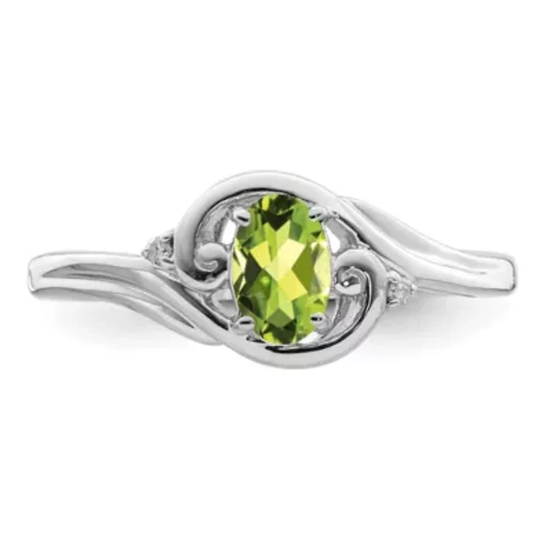 1/2 ct. t.w. Peridot and Diamond Accent Ring Rhodium-plated Sterling Silver
