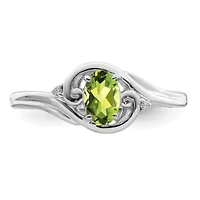 1/2 ct. t.w. Peridot and Diamond Accent Ring Rhodium-plated Sterling Silver