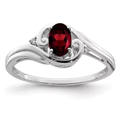 1/2 ct. t.w. Garnet and Diamond Accent Ring Rhodium-plated Sterling Silver