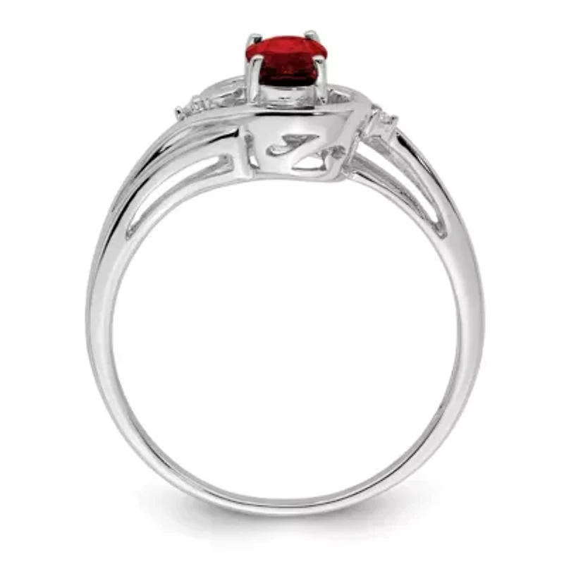1/2 ct. t.w. Garnet and Diamond Accent Ring Rhodium-plated Sterling Silver